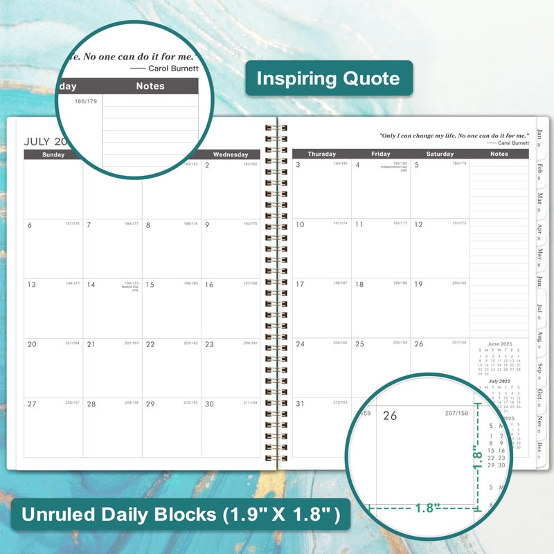 BooQool 2025-2027 Monthly Planner/Calendar - Jul. 2025 - Jun. 2027, 9"" x 11"", 2025-2027 Calendar Spiral Bound, 2 Year Monthly Planner with Tabs - Image 3